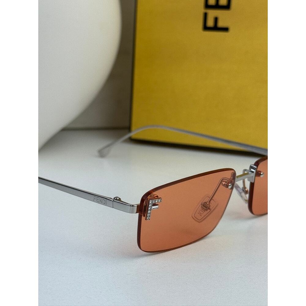 NEW Fendi FE4172US First Rimless Orange Square Sunglasses - Picture 5 of 6
